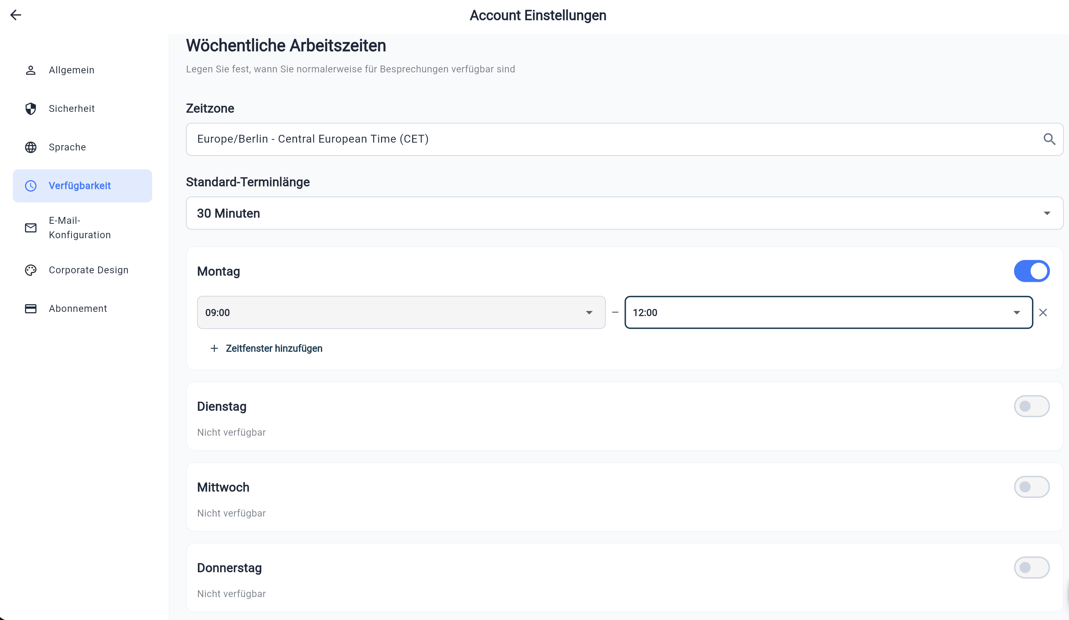 humatter eingebauter Terminbuchungs-Workflow mit Verfügbarkeits-Verwaltung